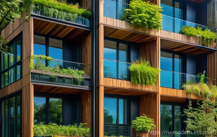 현대건축물 목조 건축 현대화 - A breathtaking, modern multi-story residential building constructed with warm-toned Cross-Laminated ...