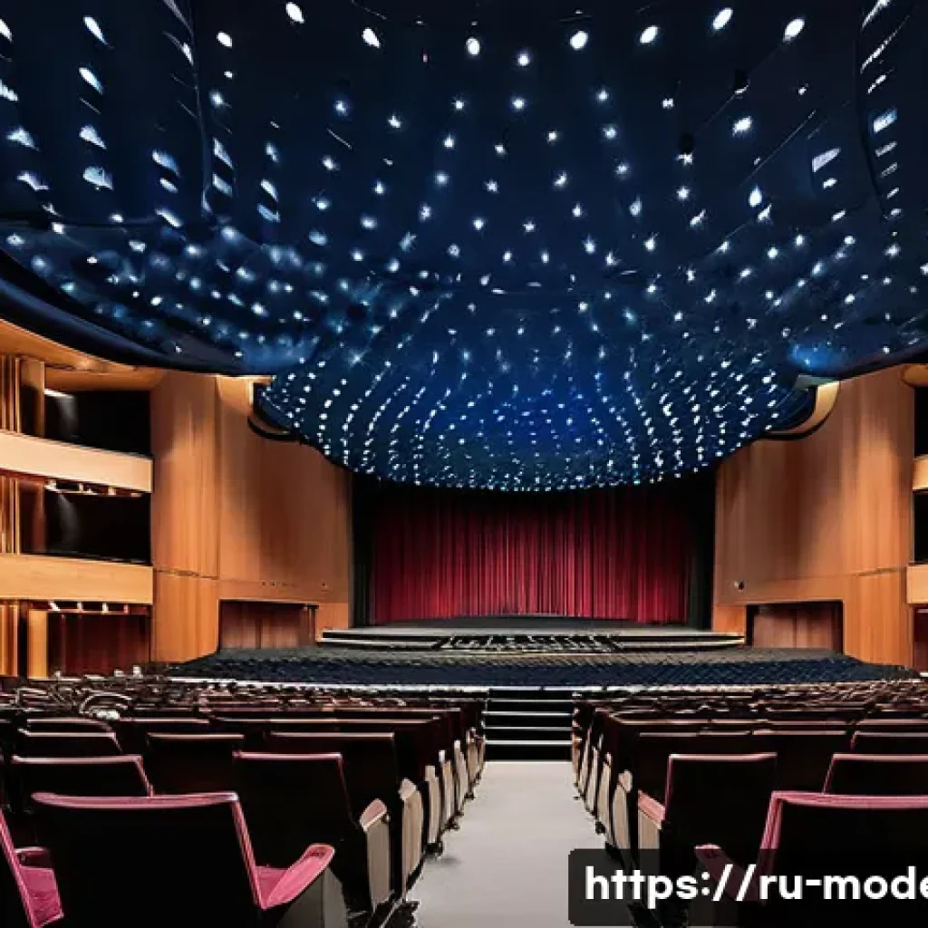 현대건축물 콘서트홀 음향 설계 - **Prompt: The Symphony of Surfaces**
    A luxurious, modern concert hall interior designed with sta...