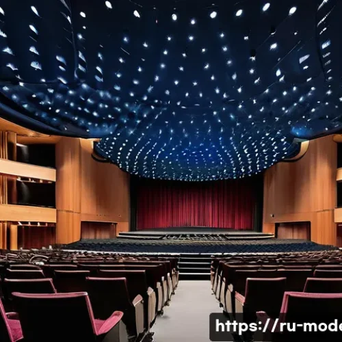 현대건축물 콘서트홀 음향 설계 - **Prompt: The Symphony of Surfaces**
    A luxurious, modern concert hall interior designed with sta...