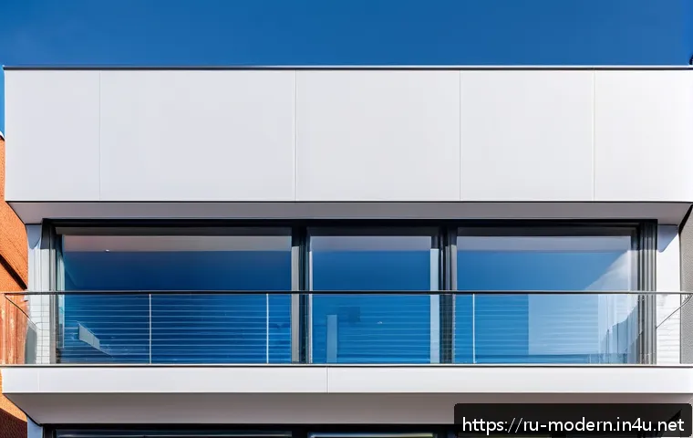 현대건축물 홍수 대비 건축 설계 - A modern residential building facade in Saint Petersburg featuring advanced waterproof nanotechnolog...
